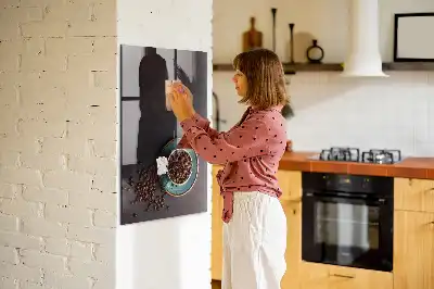 Magnetic dry erase board with coffee bean design