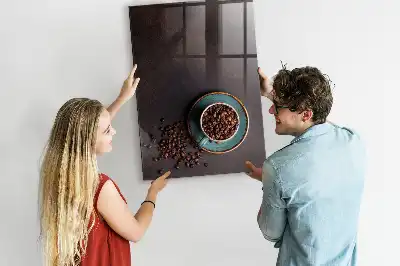 Magnetic dry erase board with coffee bean design
