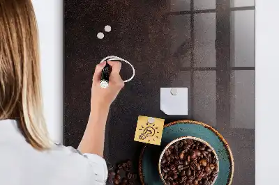 Magnetic dry erase board with coffee bean design