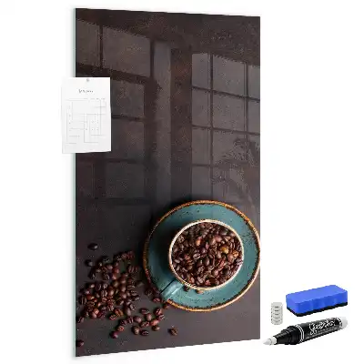 Magnetic dry erase board with coffee bean design