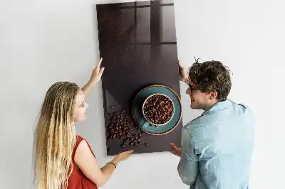 Magnetic dry erase board with coffee bean design
