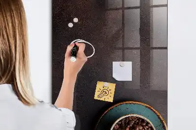 Magnetic dry erase board with coffee bean design