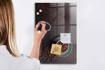 Magnetic dry erase board with coffee bean design