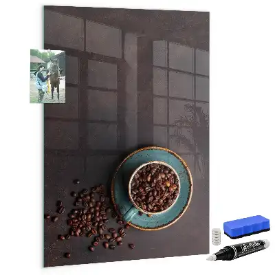 Magnetic dry erase board with coffee bean design