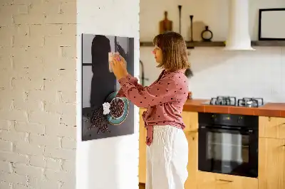 Magnetic dry erase board with coffee bean design
