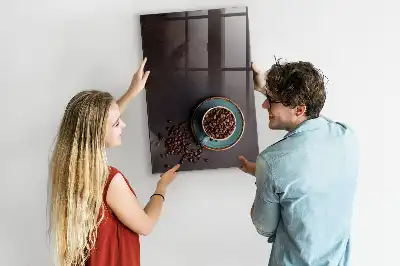 Magnetic dry erase board with coffee bean design