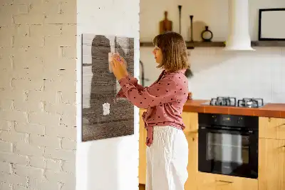 Magnetic dry erase board with a wood frame