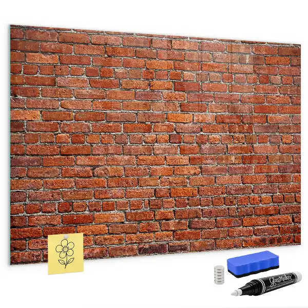Magnetic dry erase board with old brick wall design