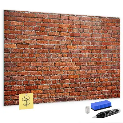 Magnetic dry erase board with old brick wall design