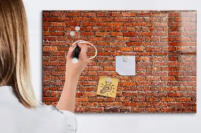Magnetic dry erase board with old brick wall design