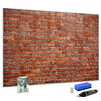 Magnetic dry erase board with old brick wall design