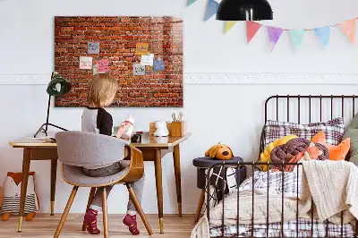 Magnetic dry erase board with old brick wall design