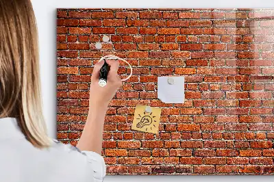 Magnetic dry erase board with old brick wall design