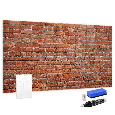 Magnetic dry erase board with old brick wall design