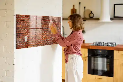 Magnetic dry erase board with old brick wall design