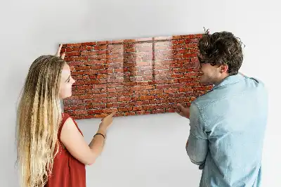 Magnetic dry erase board with old brick wall design