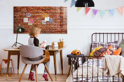 Magnetic dry erase board with old brick wall design