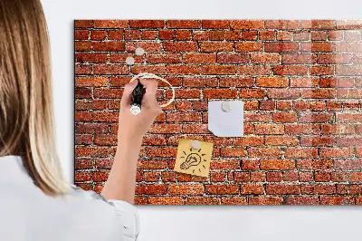 Magnetic dry erase board with old brick wall design
