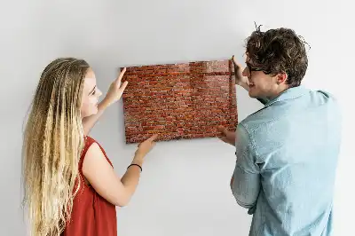 Magnetic dry erase board with old brick wall design