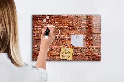 Magnetic dry erase board with old brick wall design