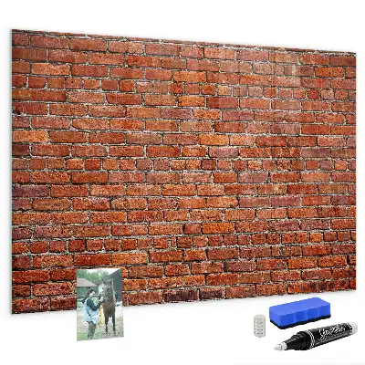 Magnetic dry erase board with old brick wall design