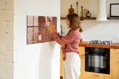 Magnetic dry erase board with old brick wall design