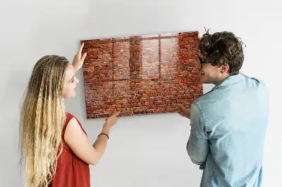 Magnetic dry erase board with old brick wall design