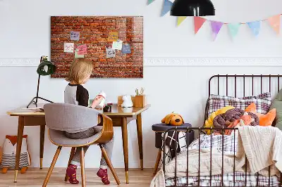 Magnetic dry erase board with old brick wall design