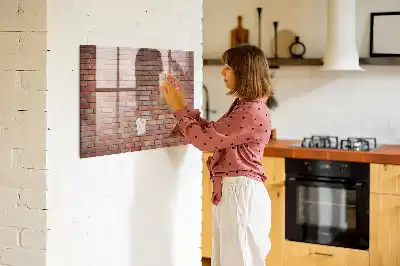 Magnetic dry erase board brick wall design