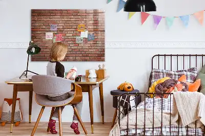 Magnetic dry erase board brick wall design