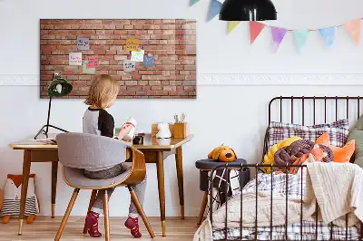 Magnetic dry erase board brick wall design