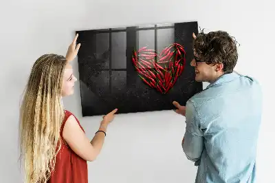 Magnetic dry erase board with heart made of peppers print