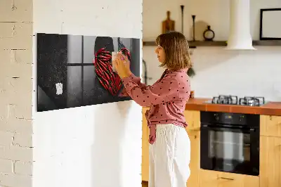 Magnetic dry erase board with heart made of peppers print