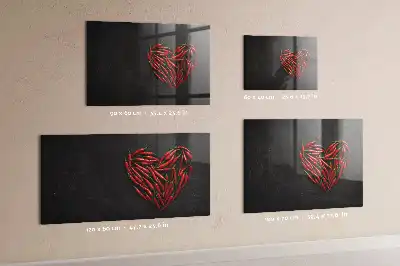 Magnetic dry erase board with heart made of peppers print