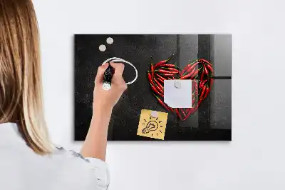 Magnetic dry erase board with heart made of peppers print
