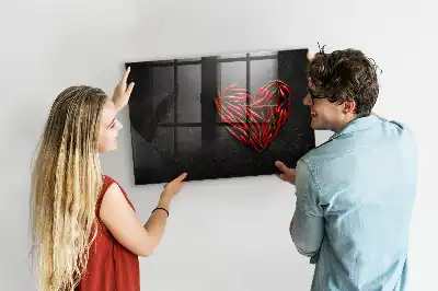 Magnetic dry erase board with heart made of peppers print