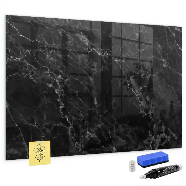 Magnetic dry erase board in dark marble