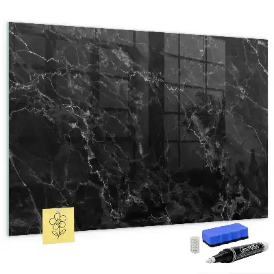 Magnetic dry erase board in dark marble