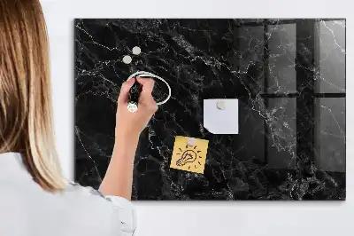 Magnetic dry erase board in dark marble