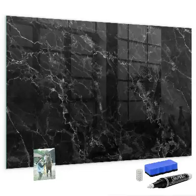 Magnetic dry erase board in dark marble