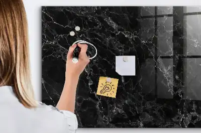 Magnetic dry erase board in dark marble