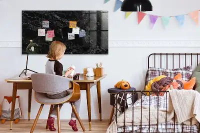 Magnetic dry erase board in dark marble