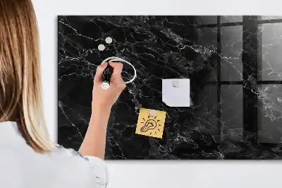 Magnetic dry erase board in dark marble