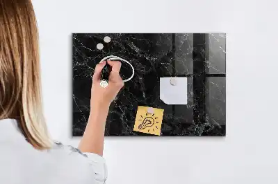 Magnetic dry erase board in dark marble