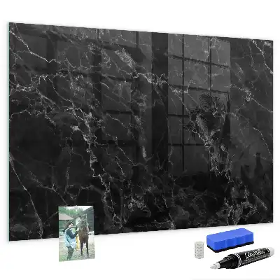 Magnetic dry erase board in dark marble