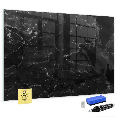 Magnetic dry erase board in black marble