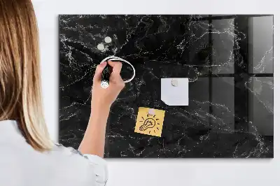 Magnetic dry erase board in black marble
