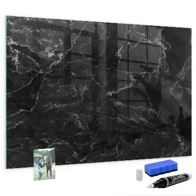Magnetic dry erase board in black marble