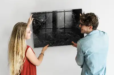 Magnetic dry erase board in black marble