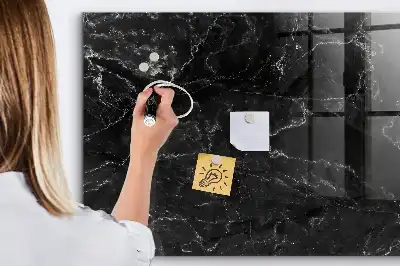 Magnetic dry erase board in black marble